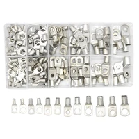 140pcs sc bare tinned copper lug terminals ring seal wire connectors bare cable crimpedsoldered terminal assortment kit