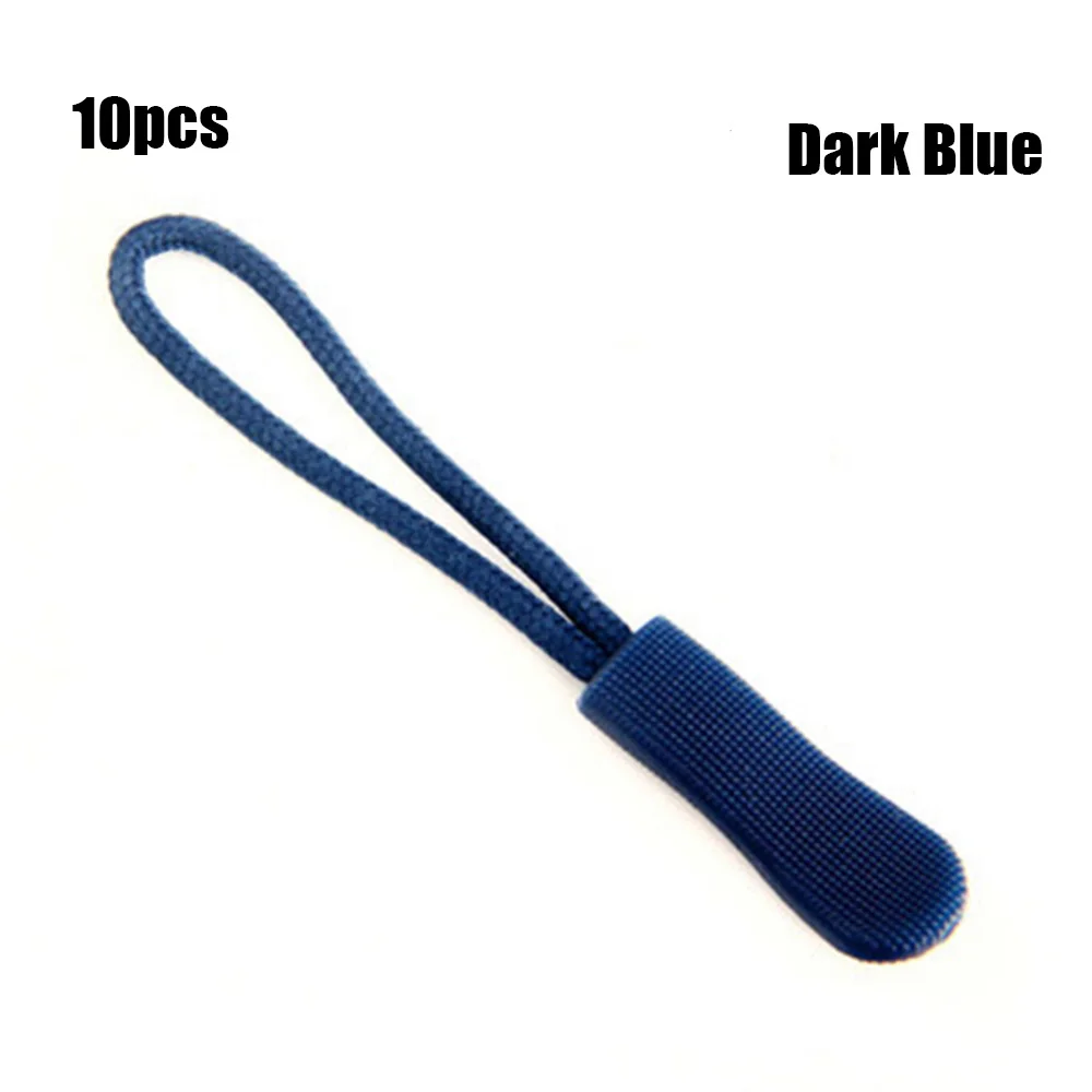 dark blue 10/20 штук застежки-молнии пулер застежки Конец подходит веревки тег фиксаж шнура застежка-молнии Tab сменный зажим сломана Пряжка дорожная сумка чемодан палатка рюкзак - Цвет: dark blue