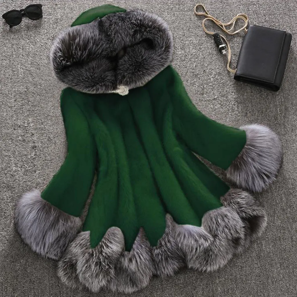 Зимнее пальто из искусственного лисьего меха модное винтажное Женское женское