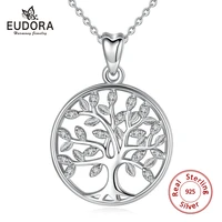 eudora 100 925 sterling silver tree of life pendant necklaces with aaa zircon women fashion jewelry gift for girl birthday d170