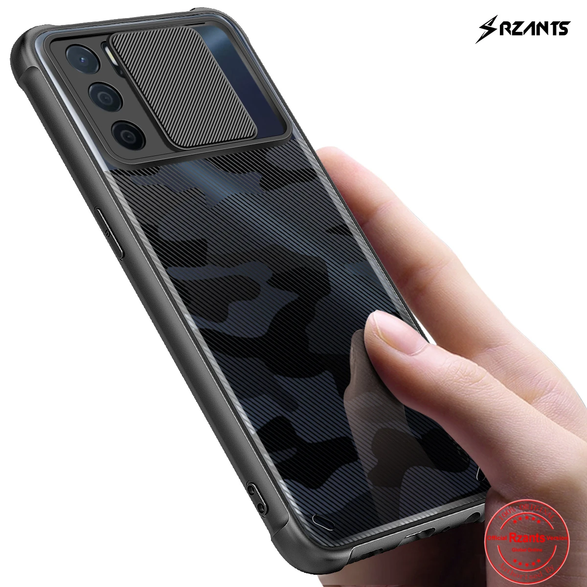 

Rzants For OPPO A16 Case Hard [Camouflage Lens] Lens Protect Slim Crystal Clear Cover