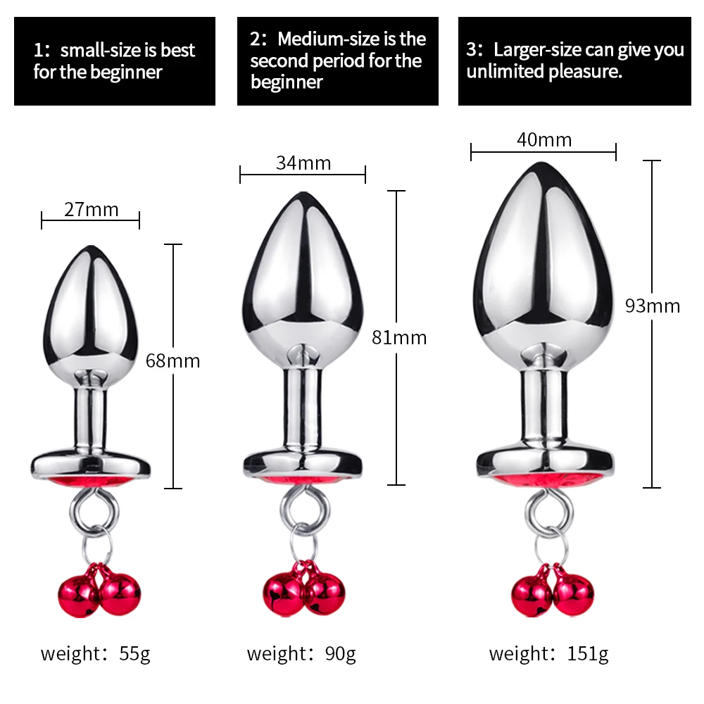 Sex Toys Metal Anal Plug Smooth Touch Butt BDSM Bead Anus Dilator With Bells Diamond for Men/Women/Couples/Gay Flirt | Красота и