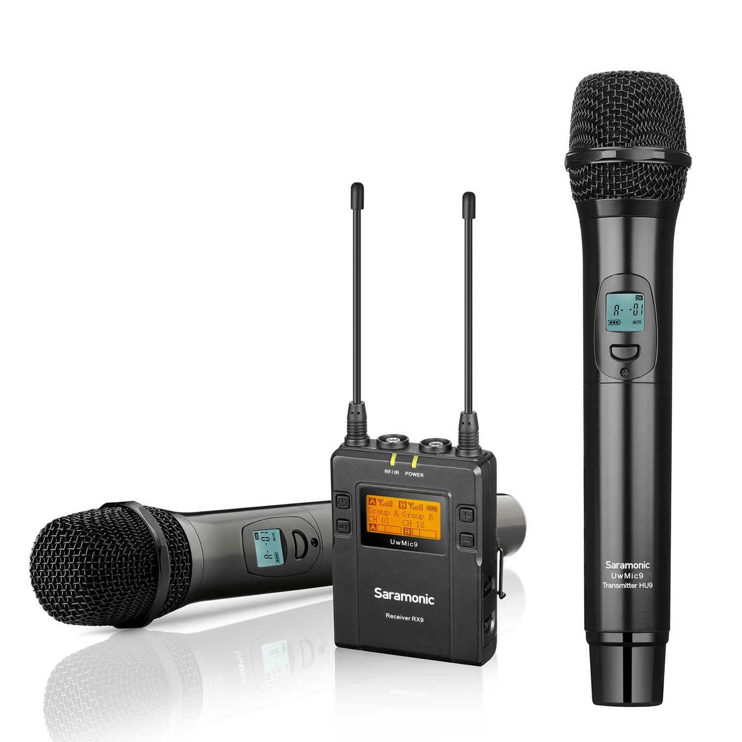 구매 Saramonic UwMic9 Kit4/HU9 UHF 무선 Lavalier 마이크 시스템, 캐논 니콘 소니 DSLR 캠코더 비디오 카메라 인터뷰