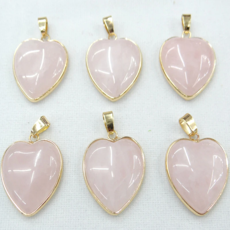 Natural Stone Heart Shape Pendants Agates Quartz Crystal DIY Necklace Jewelry Making Accessories Reiki Healing Jewellery Gift