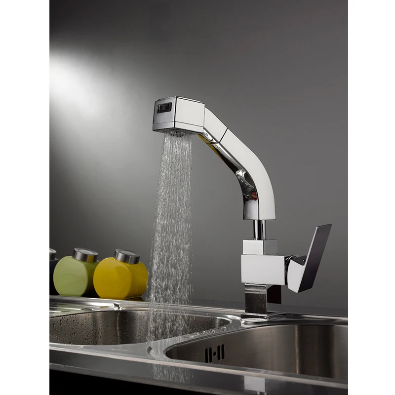 all brass chrome finishes pull-out sink mixer kitchen faucets dish sink taps