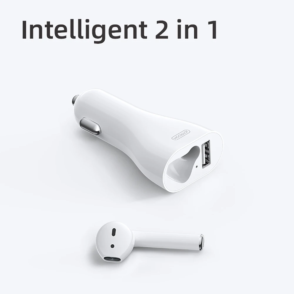 Joyroom JR-CP1, портативная маленькая Беспроводная стереогарнитура, в уши, usb, быстрое зарядное устройство для мобильного телефона, автомобильное зарядное устройство с Bluetooth, наушники