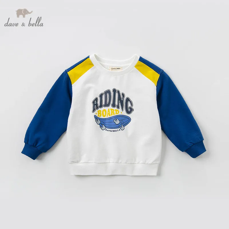 DBK12295 dave bella/Модная весенняя футболка для маленьких мальчиков Топ малышей От 5 до 13