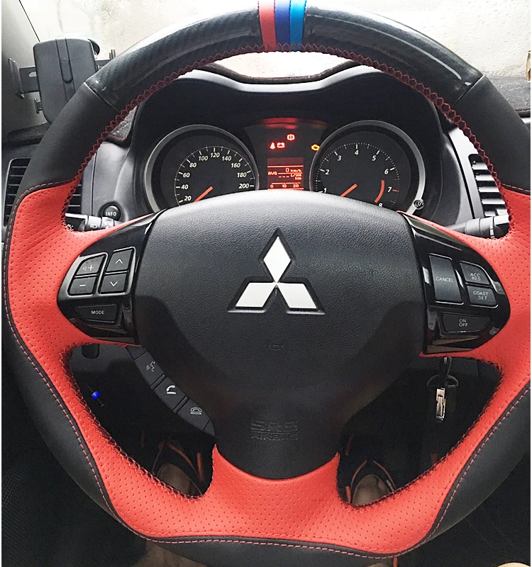 

Кожаный чехол на руль, сшитый вручную, подходит для Mitsubishi wing God Lingshuai outlander to dazzle ASX Yige