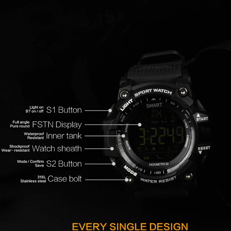Водонепроницаемые умные часы ZARKS EX16 IP67 спортивные с Bluetooth мужские наручные для