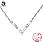 Колье женское из серебра 925 пробы с цирконием, V-образной формы