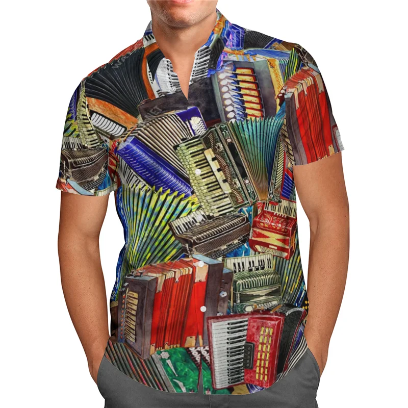 

Hawaii Shirt Hawaiian beach Summer Sunset Accordion 3D Printed Men's Shirt Harajuku Tee hip hop Casual shirts 02