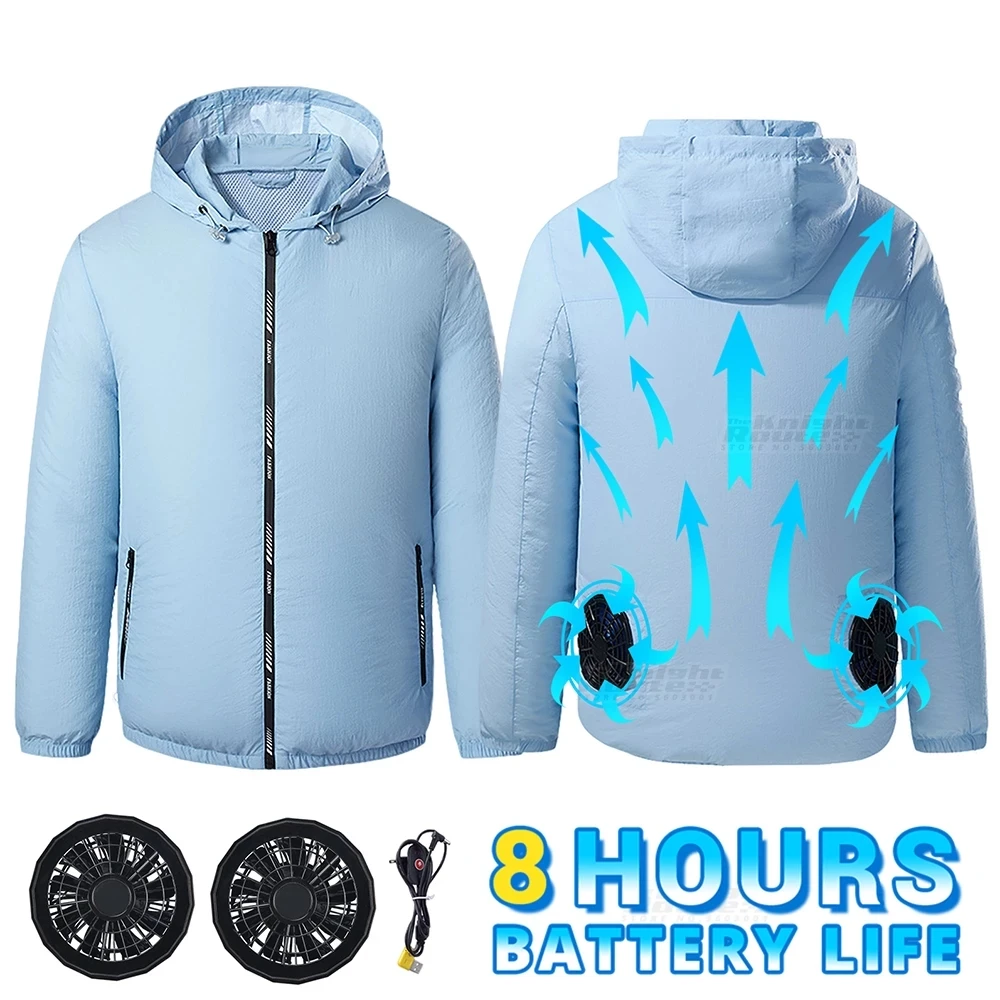 

Men Outdoor Summer USB Electric fan cooling Jackets men Air Conditioning Fan Clothes USB Pure Cotton Heatstroke Proof Coat