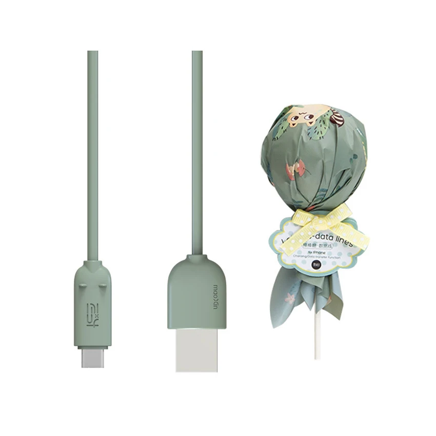 

2020 Hot 1M Cute Lollipop Package Design Data Flash Quick Charge Micro USB Type-C Cable For Android