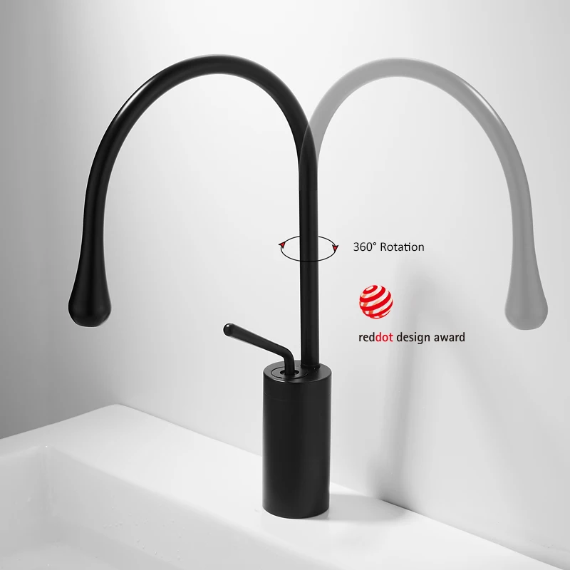 Современные матовые золотисто-белые смесители для раковины с одной ручкой