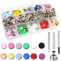 120 sets 12 color leather snap fasteners kit with 4 installation tools leather rapid rivet button leather snaps for diy