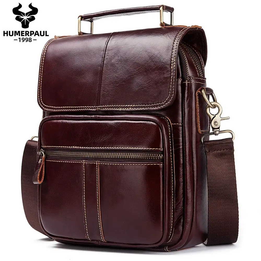 Genuine Leather Casual Shoulder Bag Men Crossbody Messenger 