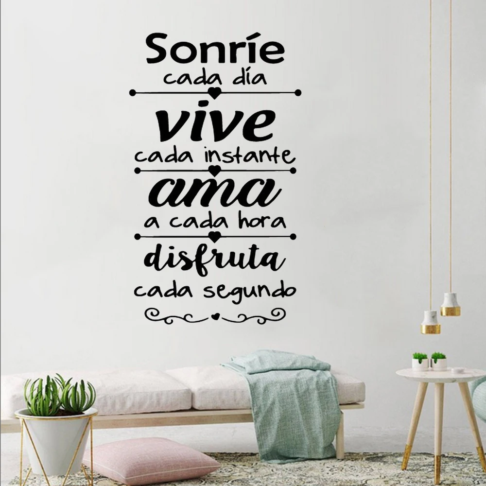 

Spanish Inspirational Quotes Wall Stickers Smile Everyday Live Every Moment Vinyl Decals Home Decor Sonríe Cada Día Mural HJ0416