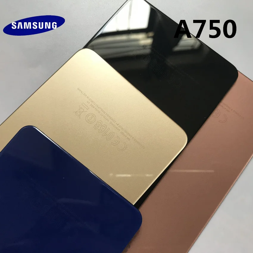 Samsung Galaxy A7 A750 A750F A750FD задняя крышка батарейного отсека задняя крышка Корпус Запасные части+ Ушная камера стеклянная рамка объектива