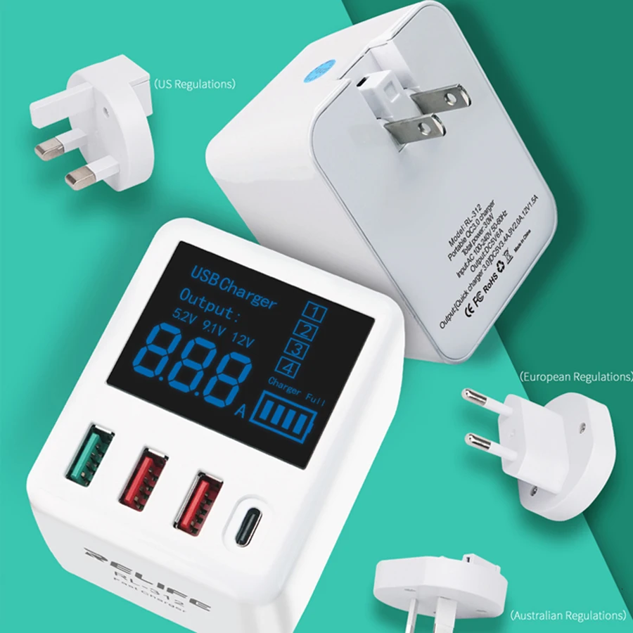 RELIFE RL-312 портативное интеллектуальное мини зарядное устройство QC3.0 Cargador с USB