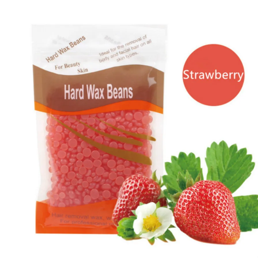 

100g/pack Strawberry Wax Beans No Strip Depilatory Hot Film Hard Wax Pellet Waxing Bikini Face Hair Removal Bean For Women Men