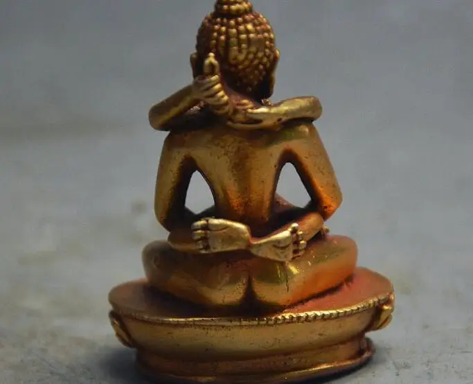 Медная сатуэ редкая старинная блестящая позолоченная статуя Sakyamuni Yab-yam Тибетский
