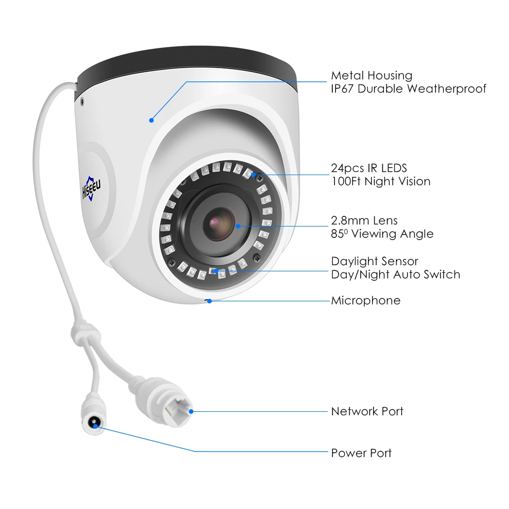 Hiseeu 4K POE IP камера Аудио 8MP Водонепроницаемая Домашняя сеть купольная камера безопасности CCTV IR H.265 CCTV видеонаблюдение Onvif