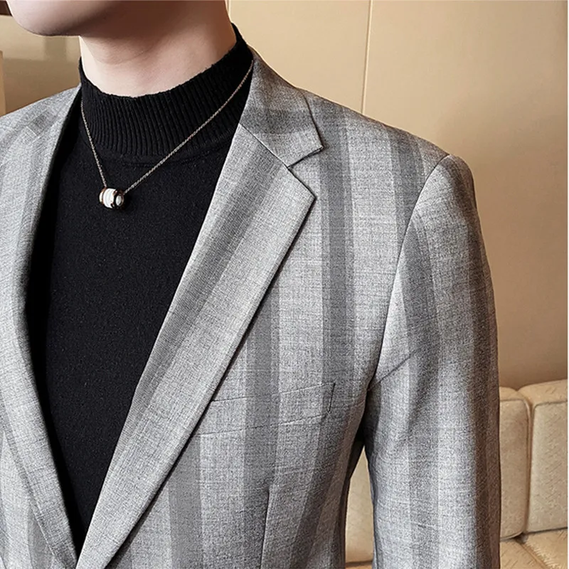 

2020 new style Male High quality in summer cotton linen business suit/Men stripe leisure Blazers groom dress coat Plus size 4XL