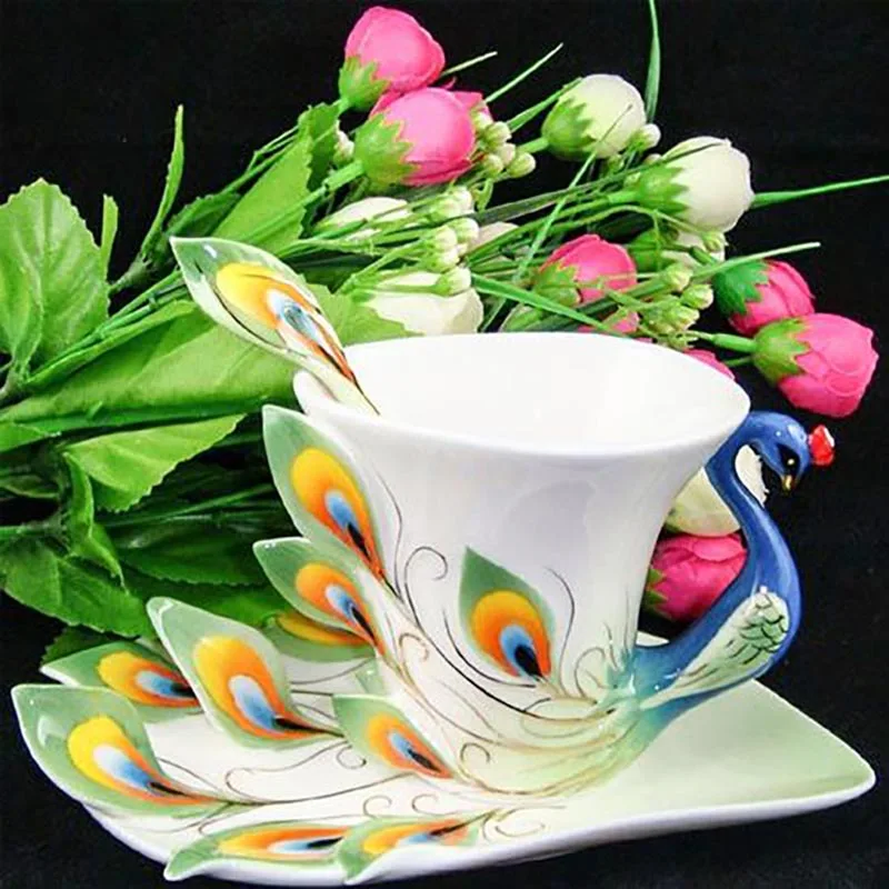 

NEW 5d Mosaic Cross Stitch DIY Diamond Embroidery Peacock Shaped Cup Diamond Painting Tulip Rhinestone Room Decor Wall Art P95