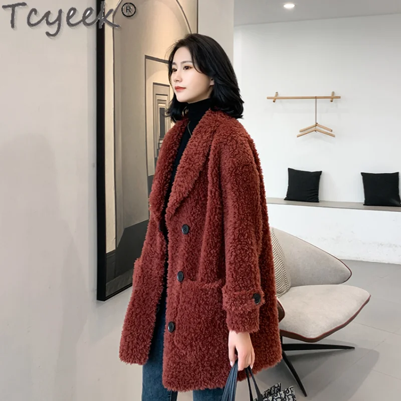 

Tcyeek Casual 100% Real Wool Jacket Women's Fur Coat Winter 2021 Korean Fashion Sheep Shearing Jackets Jaqueta Feminina Gxy1197