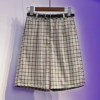 spot fat mm loose big yards retro checked dress shorts female han edition joker leisure 5 minutes of pants in the summer