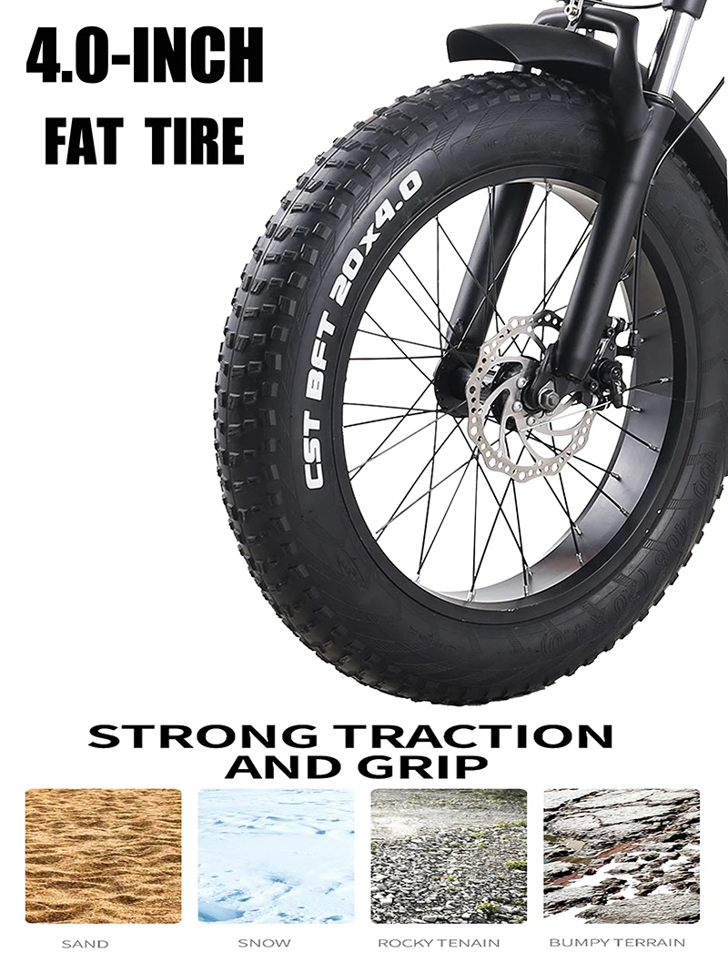 Verkaufen Maxperfect Elektrische Fett Bike 20 Zoll 48V 500W 15Ah Sansung Lithium-Batterie 4,0 Fett Schnee Strand Gefaltet Tragbare Bike Keine Steuer