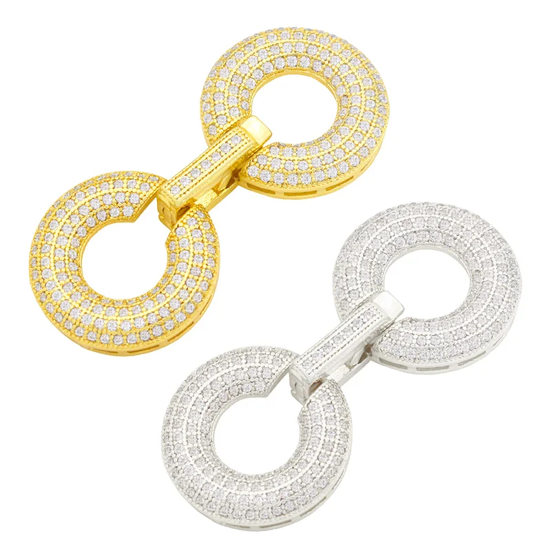 

OCESRIO Large Fashion Round Clasp Connectors for Jewelry Making 18k Gold Plated Copper Zirconia Findings for Diy cnta005