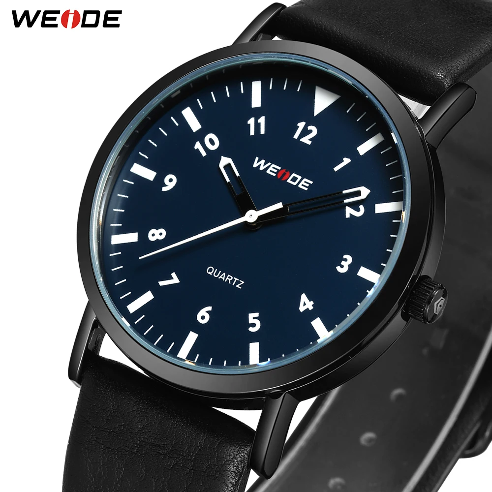 WEIDE Новые простые мужские часы Топ бренд стильная модель ПУ кожа браслет модные