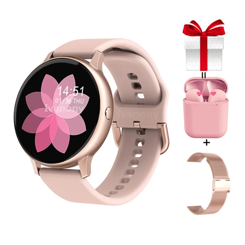 

Женские Смарт-часы + ремешок + наушники/комплект Смарт-часы с функцией измерения кровяного давления, звонков, сообщений, напоминаний, дистан...