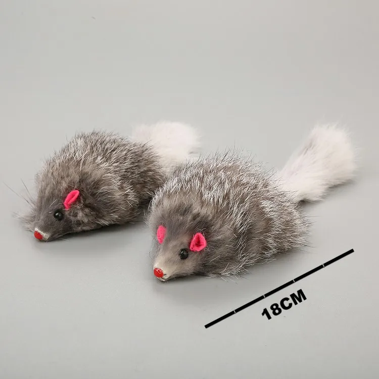 mouse 1 1 шт. 18 см кошачьи игрушки для домашних животных Настоящий мех кошка длинношерстный хвост перья мыши мышь Кролик кошка собака игрушки - Цвет: mouse 1