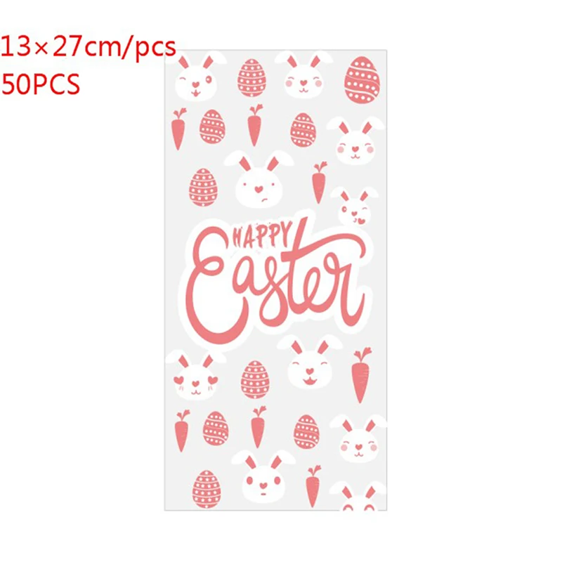 

50Pcs Easter Day Heart Love Candy Cookie Bag Packing Gift For Food Biscuits