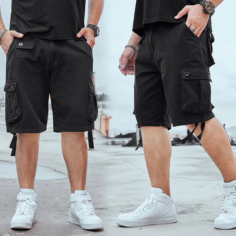 

8XL Plus Size New 2021 Summer High Quality Men's Baggy Cargo Shorts Male Casual Short Pants Fashion Loose knee lenght Trousers