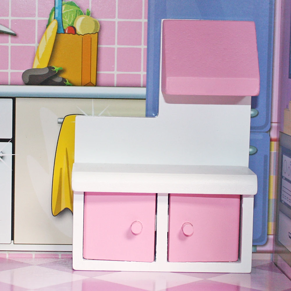 

(From US) Children's Wooden Dollhouse Kid House Play DIY Dollhouse with Furniture Big Villa Dollhouse DIY 3D Model Building Kits