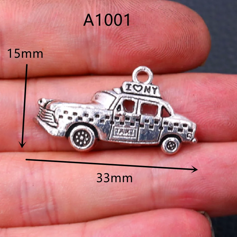 

8pcs Silver Plated Taxi Pendants Retro Necklace Bracelet Metal Accessories DIY Charms Jewelry Crafts Findings 15*33mm A1001
