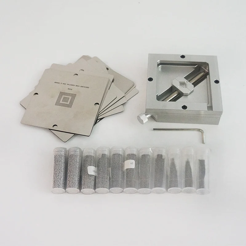 

90*90 Rework Fixtures With 23pcs Reballing Bga Stencil Kit For Game console 6Pcs Tweezers Tape For Rework Repair