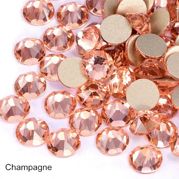 Champagne Ss30, 8, большие, 8, маленькие, 16 граней, Стразы для ногтей, стеклянные стразы с плоской задней стороной, много цветов, не Горячие Стразы для украшения ногтей B3744 - Цвет: Champagne