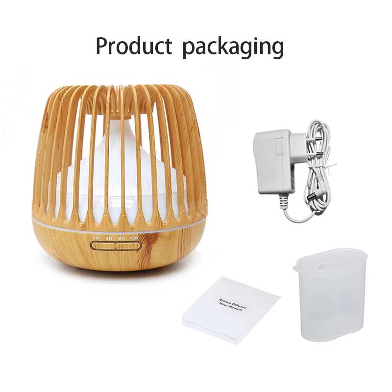 

KBAYBO 500ML Aroma Diffuser Essential Oil Ultrasonic Air Humidifier Wood Grain 7 Color Changing LED Lights Cool Mist for Home