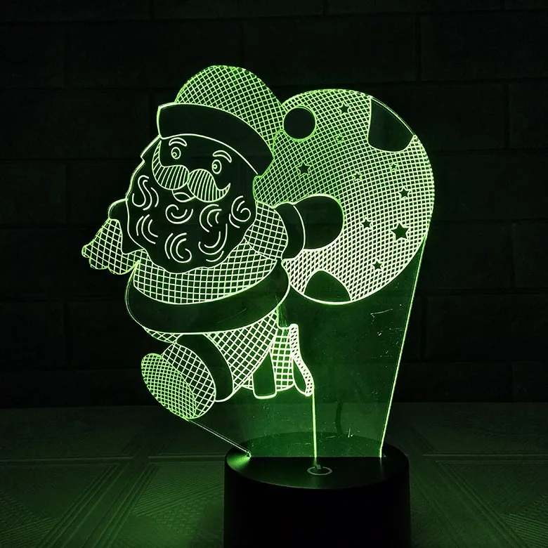 

Santa Claus 7 Color 3d Visual Led Night Lights For Kids Touch Usb Table Lamp Christmas Gift