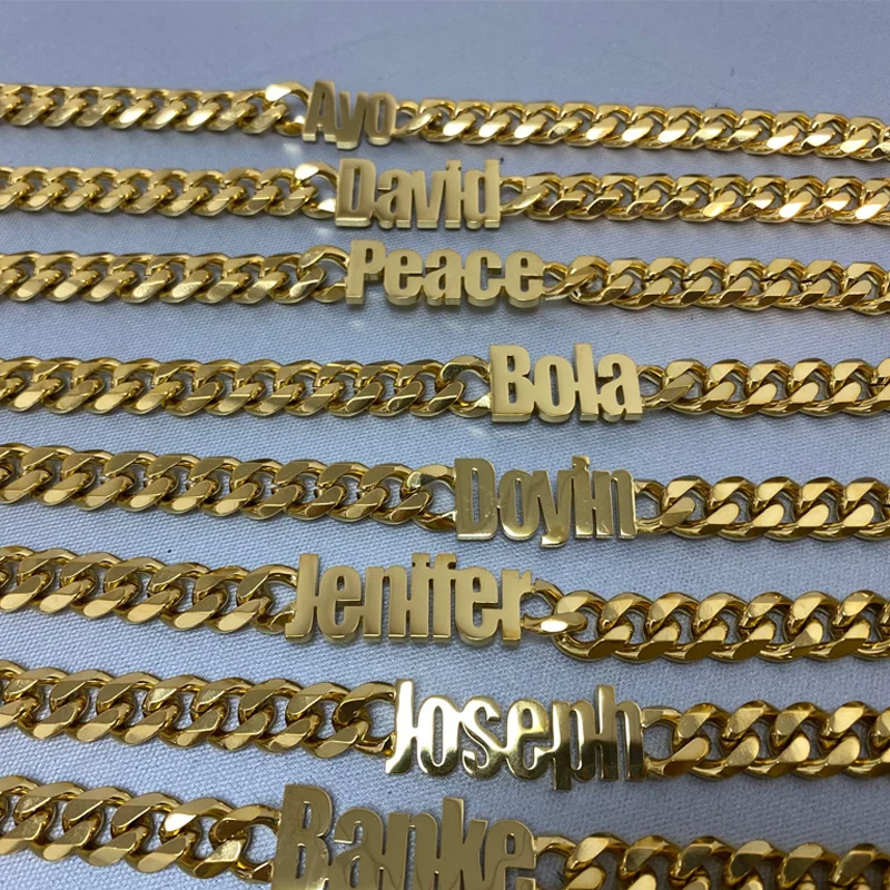Personalized Name Bracelet Miami Cuban Chain Fashion Stainless Steel Customization