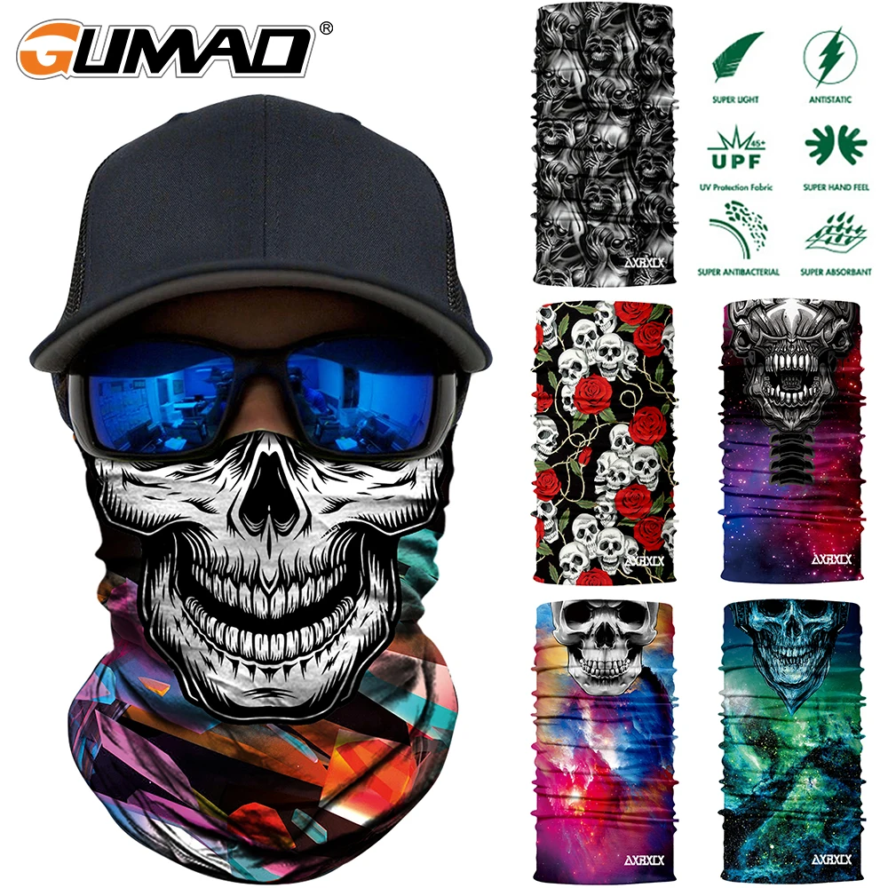 Повязка на шею с принтом черепа наполовину Бандана изображением масок для лица