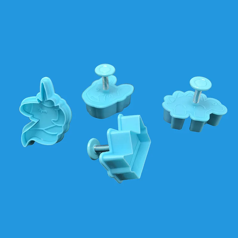 

4 Pcs/set Baking Tools Plastic Cookie Cutters Crown Dinosaur Unicorn Cake Plunger Tools Pastry Fondant Biscuit Mold Cake Tools