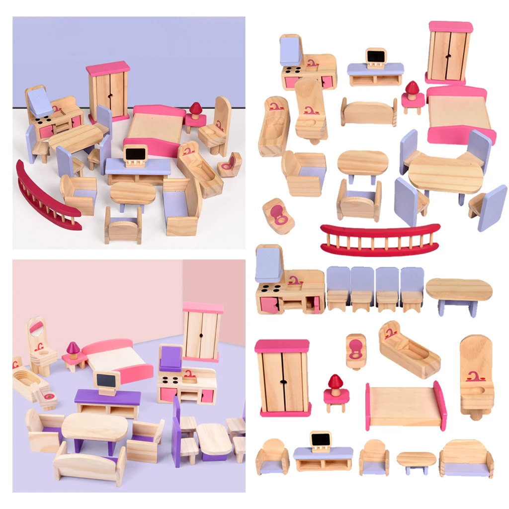 

1/12 Scale Dollhouse Miniatures Simulation Wood Chair Furniture Kit Living Room Home Decor Grils Toy Accs