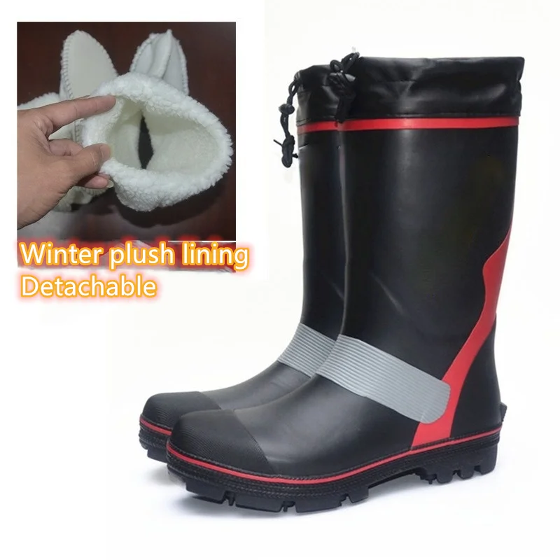 

Мужские стальные резиновые сапоги с гвоздиками, высокие резиновые сапоги, нескользящая рыболовная обувь из натурального каучука, модная об...