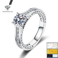 1 carat d color moissanite wedding rings for women top quality 18k white gold color 100 925 sterling silver jewelry