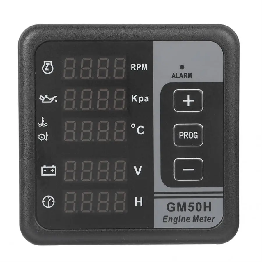 

Многофункциональный Цифровой Измеритель двигателя GM50H 8 ~ 36 В постоянного тока, термометр для масла и воды, высокоточный генератор, счетчик ч...